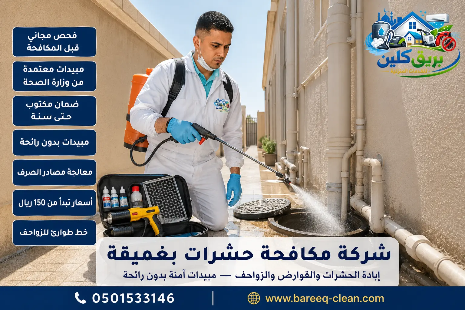 شركة مكافحة حشرات ورش مبيدات بغميقة | 0501533146 – بريق كلين للقضاء النهائي على الحشرات والقوارض والزواحف بضمان