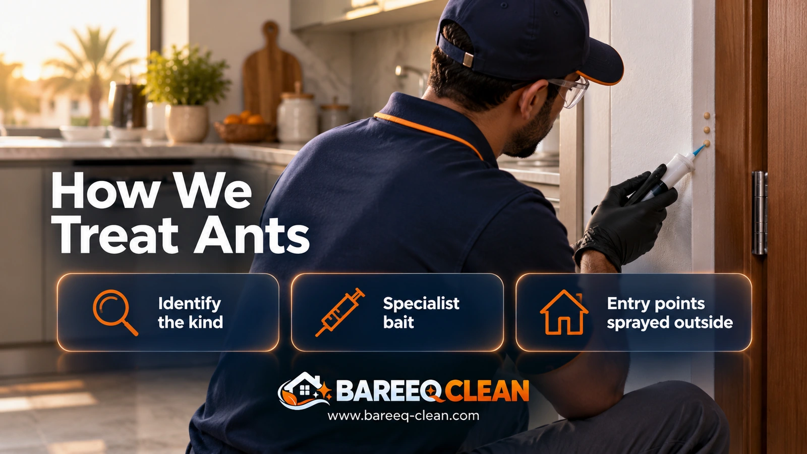 Ant control in Jeddah: placing bait where the ants enter