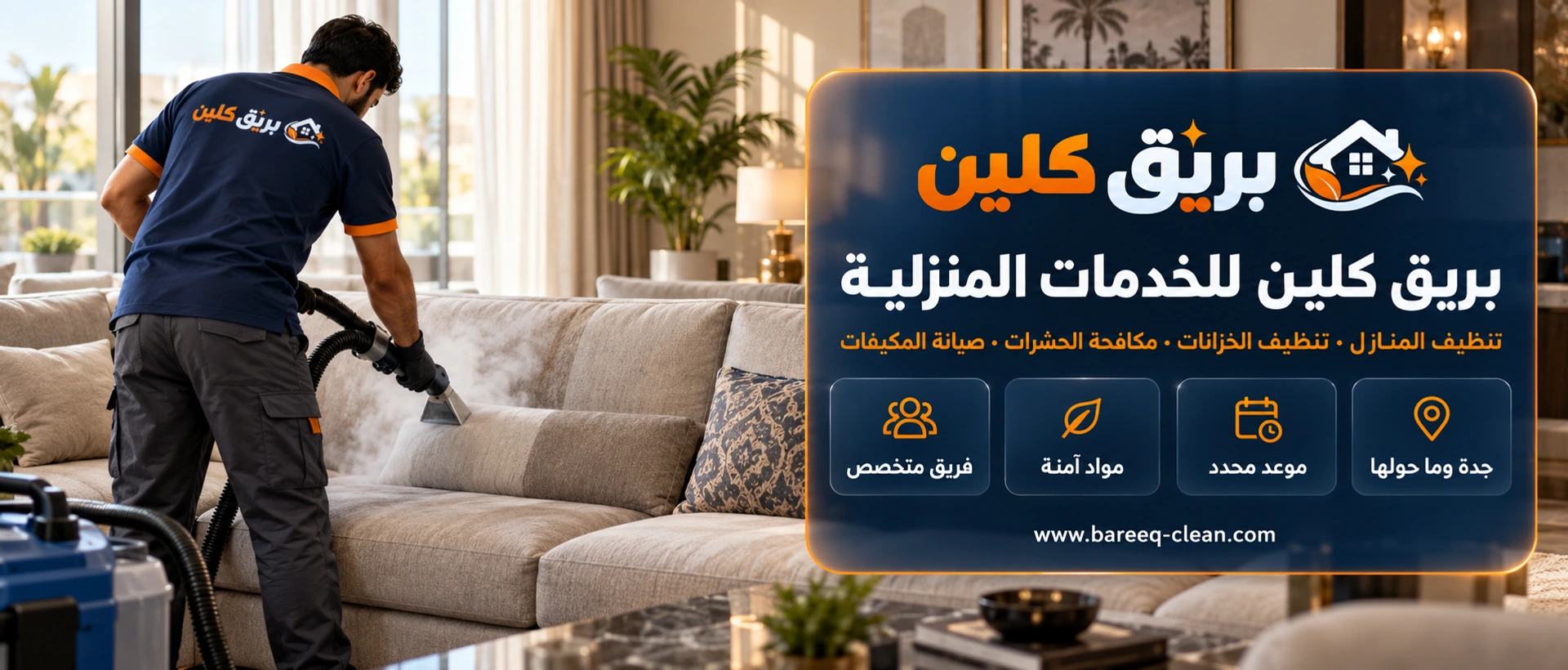 بريق كلين للخدمات المنزلية: تنظيف المنازل وتنظيف الخزانات ومكافحة الحشرات وصيانة المكيفات في جدة
