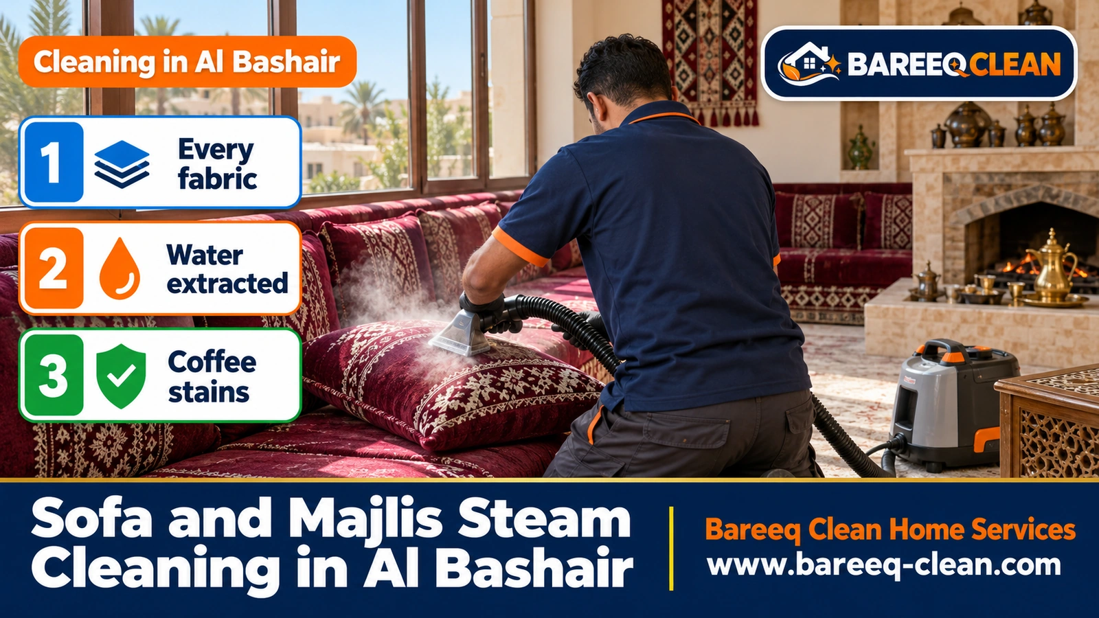 Sofa and majlis steam cleaning in Al Bashair