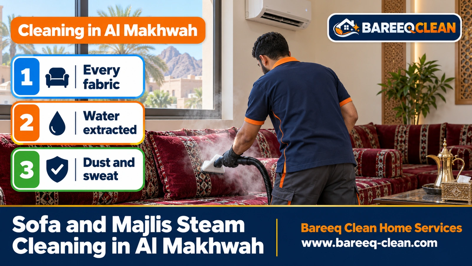 Sofa and majlis steam cleaning in Al Makhwah