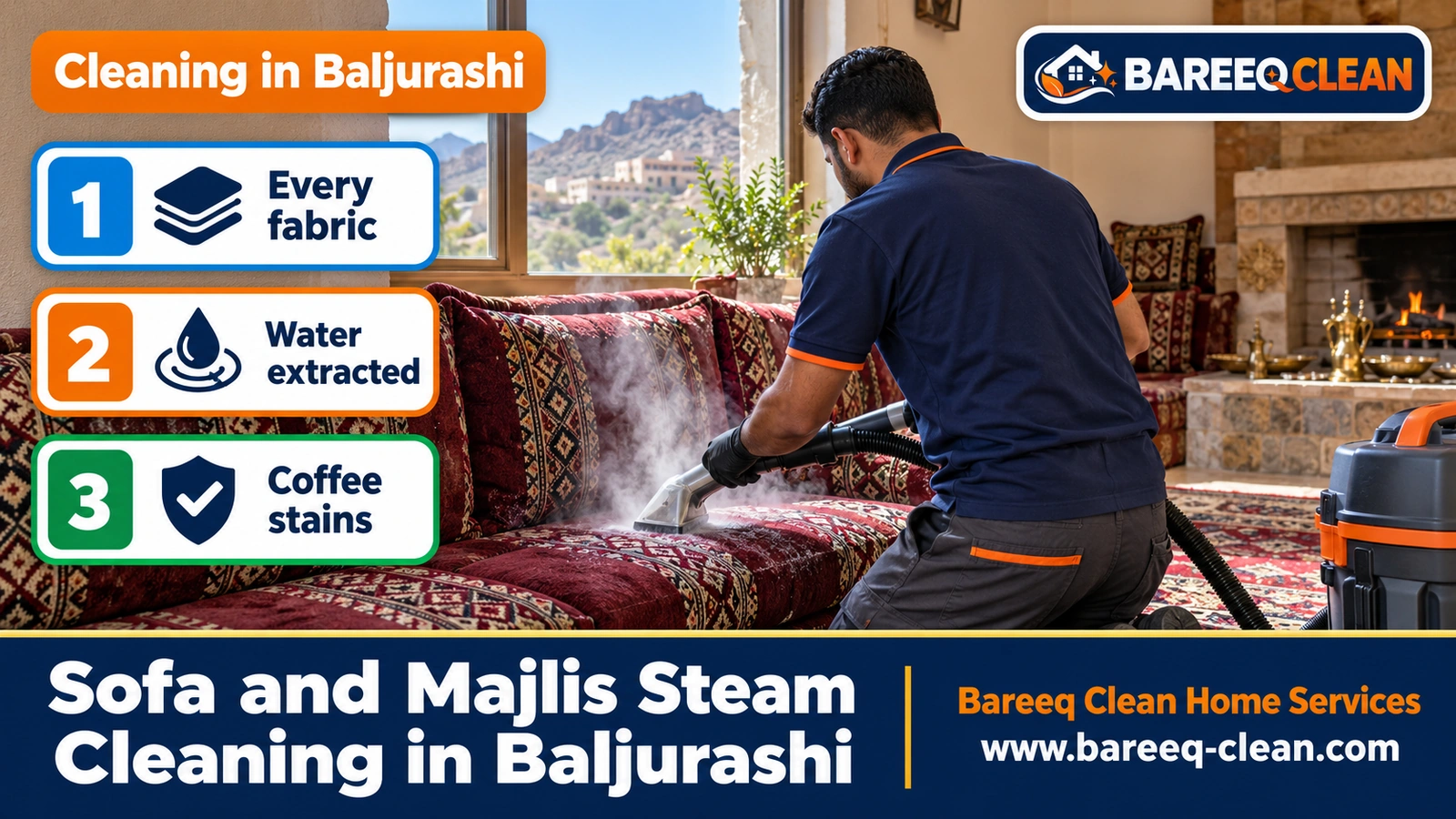 Sofa and majlis steam cleaning in Baljurashi