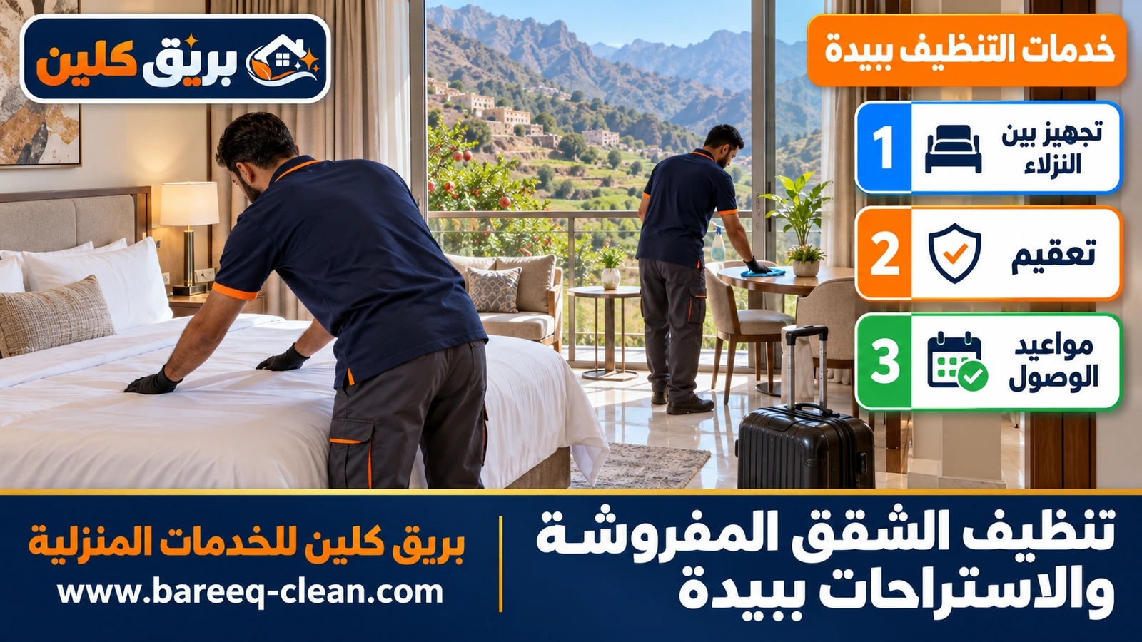 تنظيف الشقق المفروشة والاستراحات ببيدة