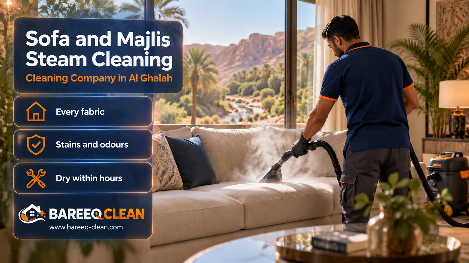 Sofa and majlis steam cleaning in Al Ghalah