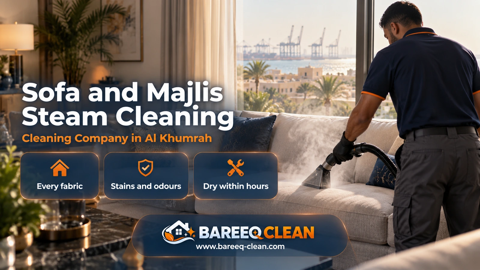 Sofa and majlis steam cleaning in Al Khumrah
