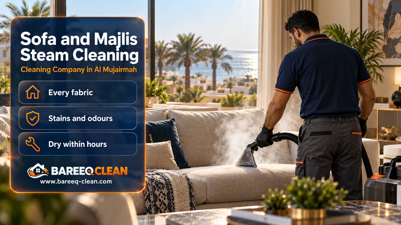 Sofa and majlis steam cleaning in Al Mujairmah