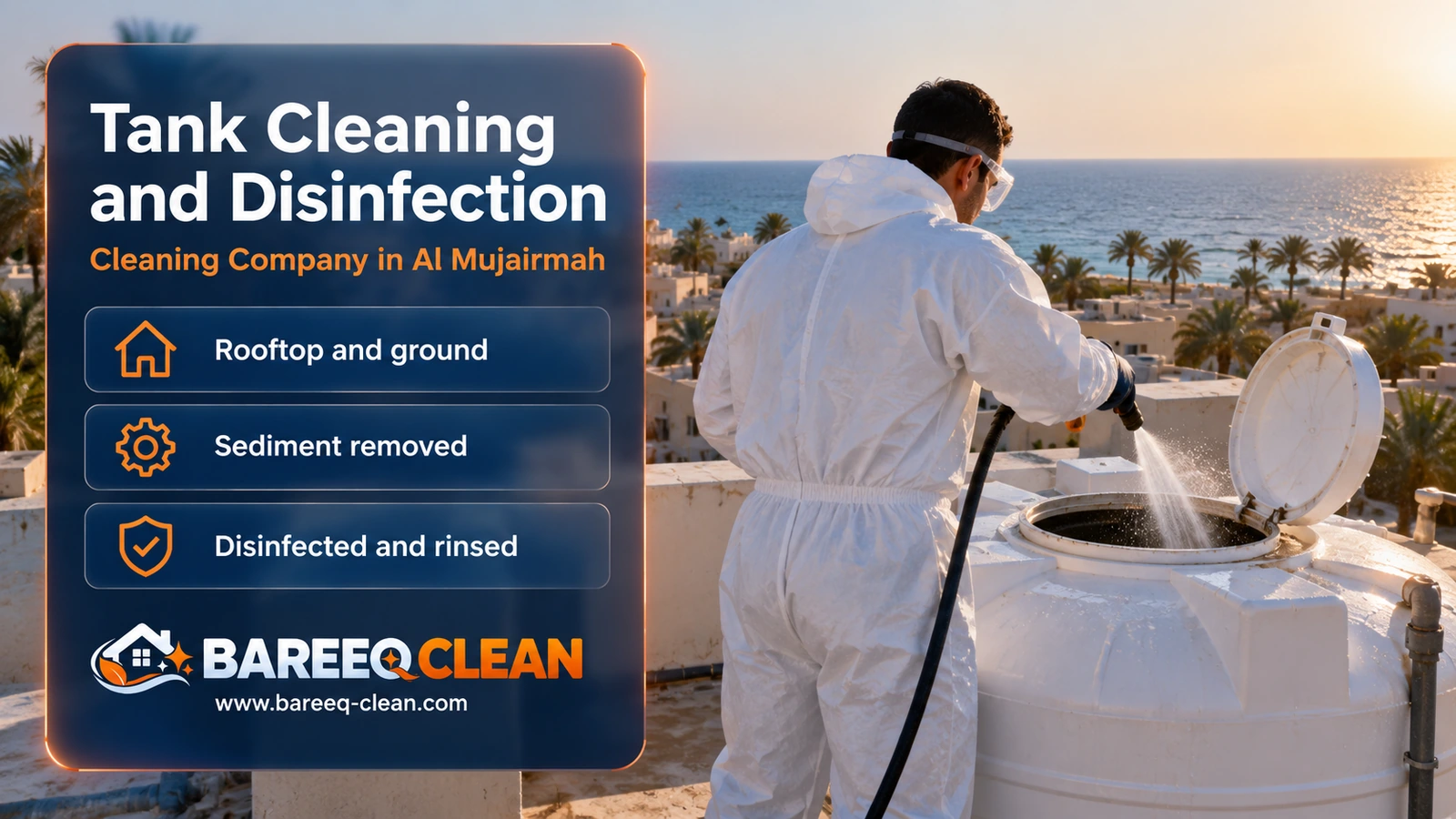 Water tank cleaning and disinfection in Al Mujairmah