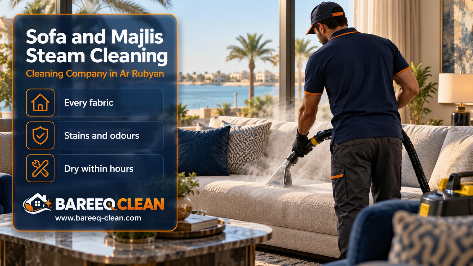 Sofa and majlis steam cleaning in Ar Rubyan