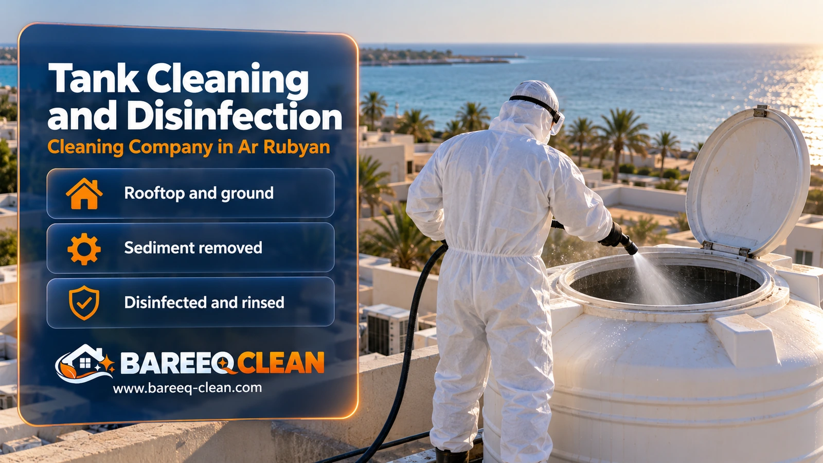 Water tank cleaning and disinfection in Ar Rubyan