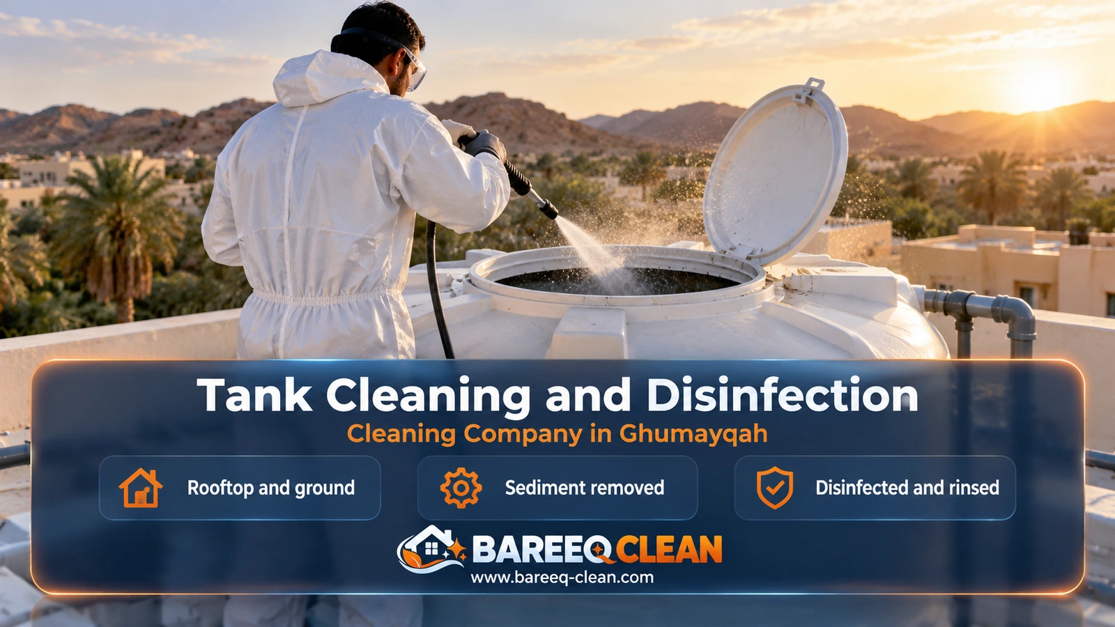 Water tank cleaning and disinfection in Ghumayqah