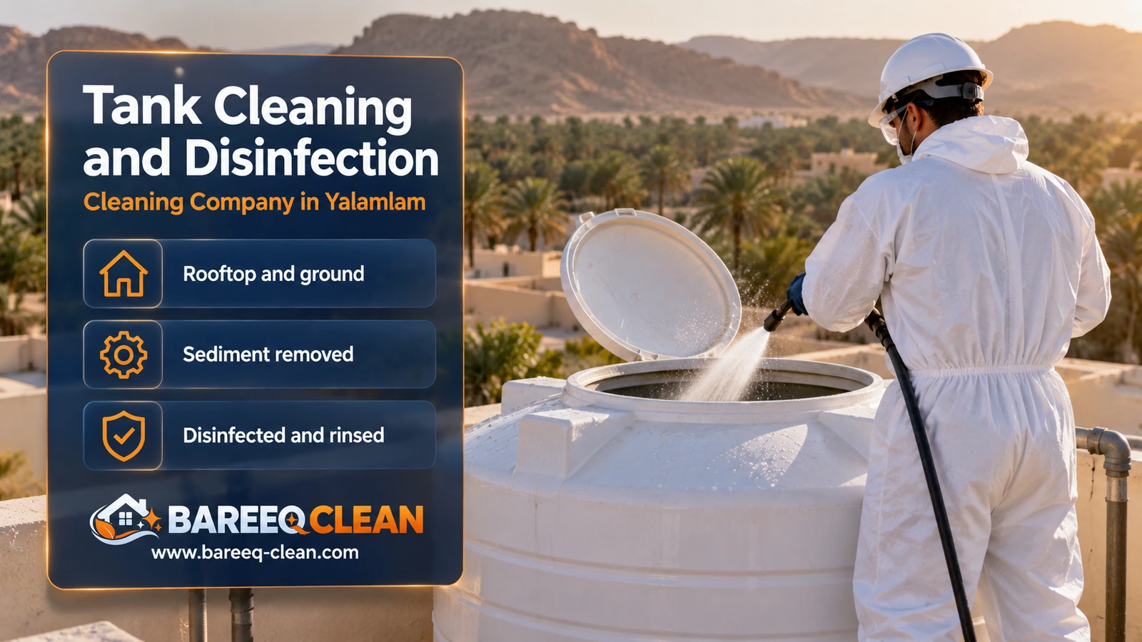 Water tank cleaning and disinfection in Yalamlam