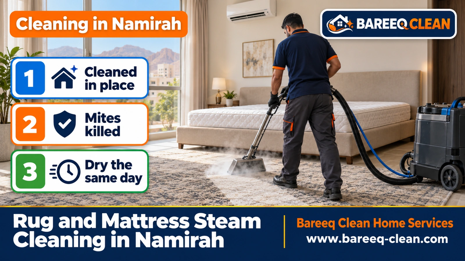Rug and mattress steam cleaning in Namirah
