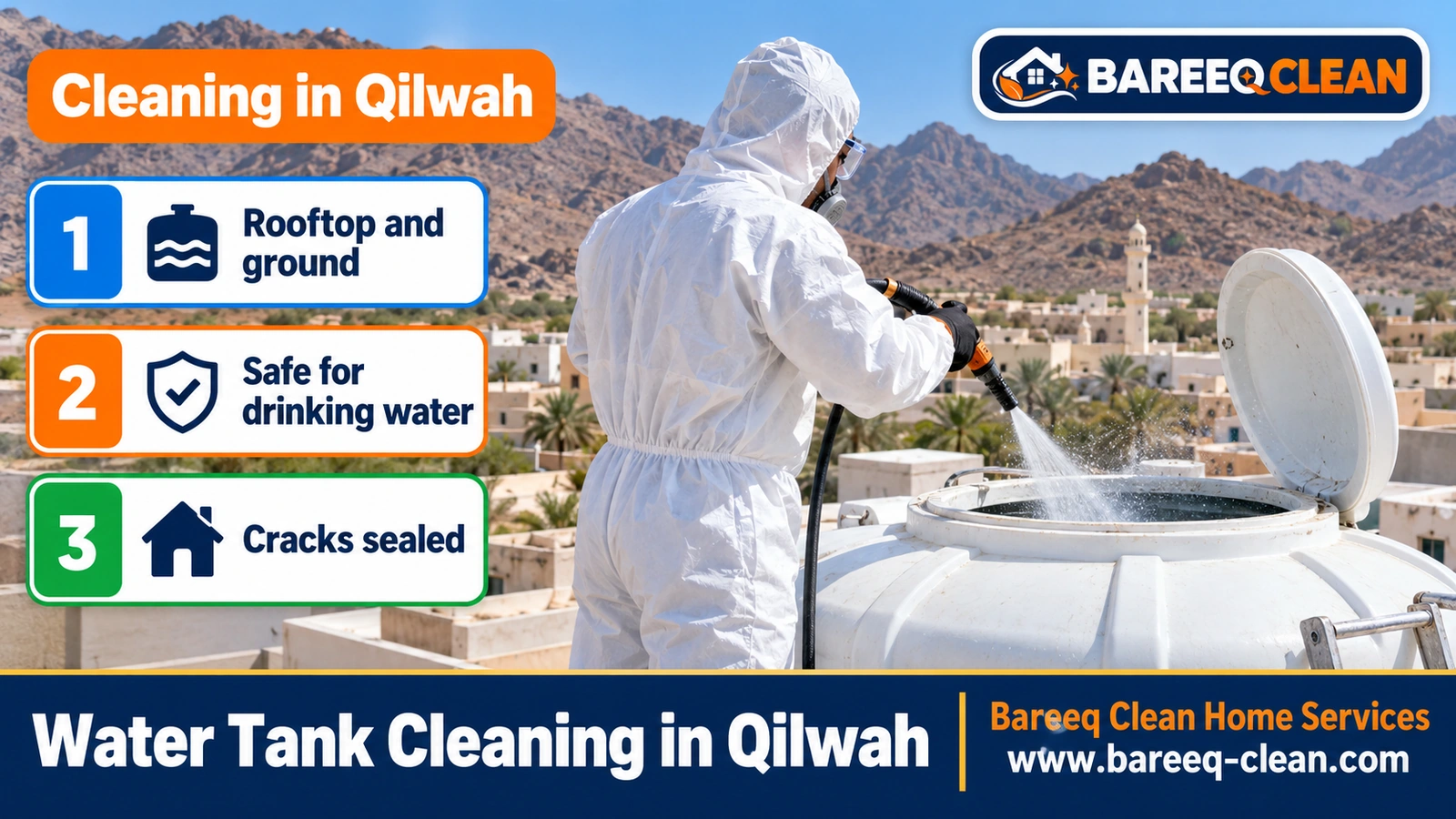 Water tank cleaning in Qilwah