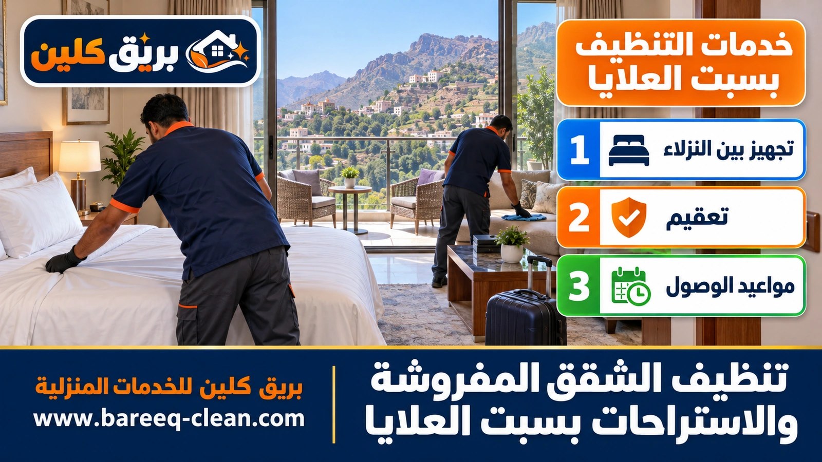 تنظيف الشقق المفروشة والاستراحات بسبت العلايا