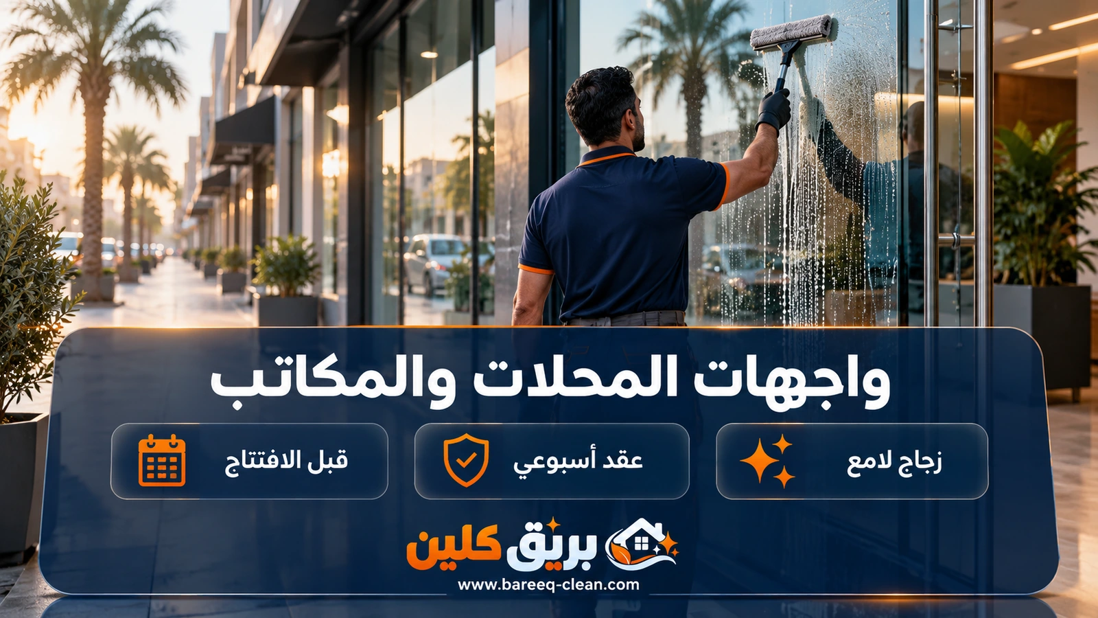 تنظيف واجهات المحلات والمكاتب