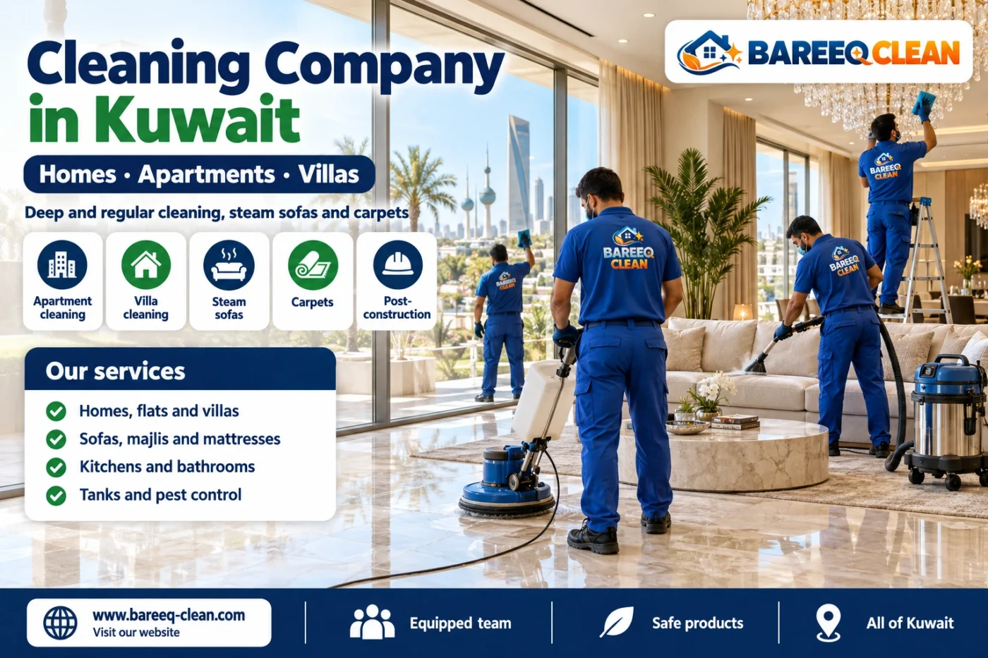 Cleaning Company in Kuwait | Homes, Apartments, Villas, Sofas and Carpets