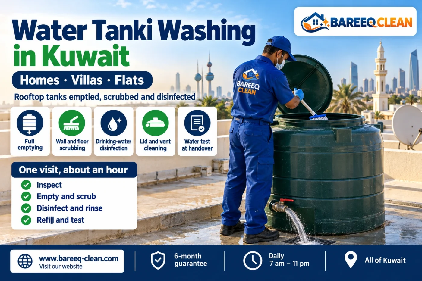 Water Tanki Washing in Kuwait | Rooftop Tank Washing and Disinfection