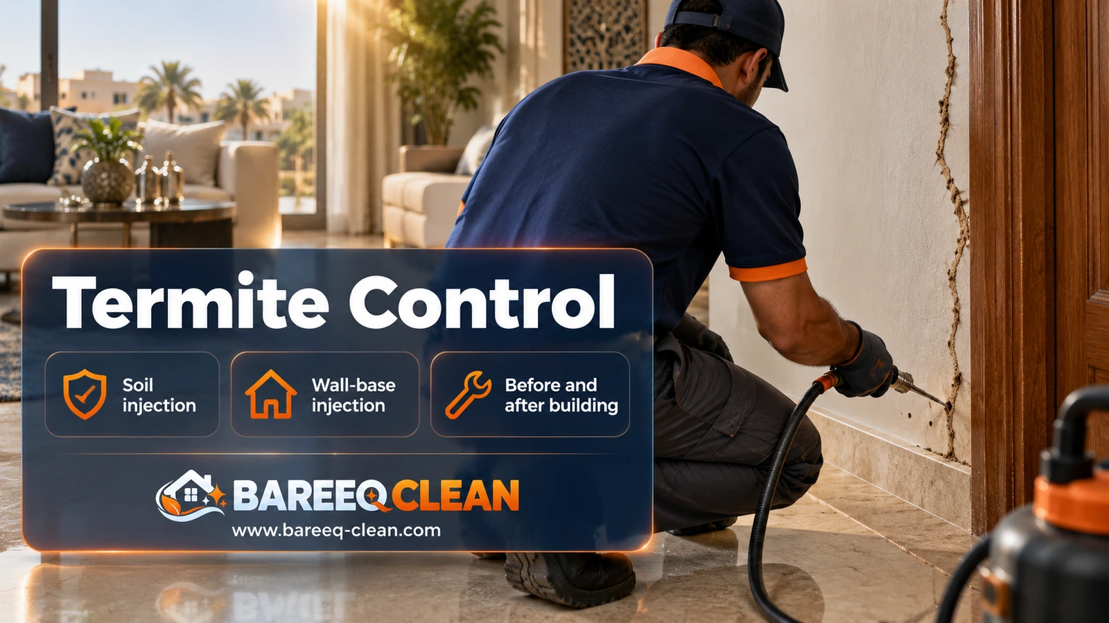 Termite control in Jeddah: injecting a wall base