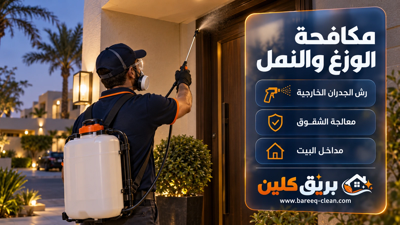 مكافحة الوزغ والنمل في جدة: رش إطار باب المدخل