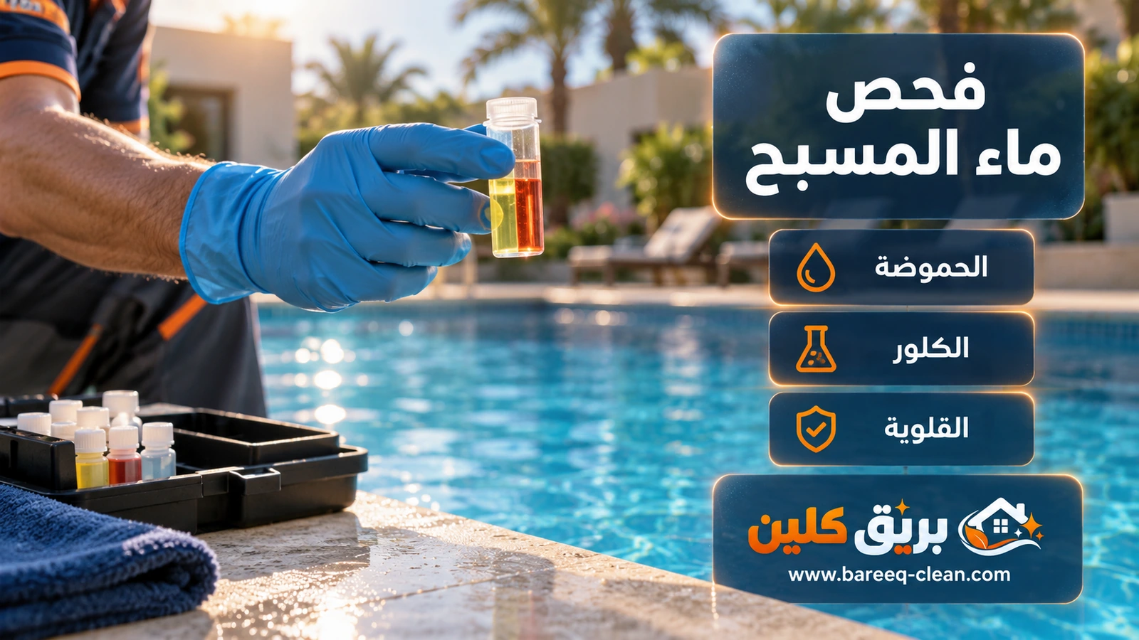 فحص ماء المسبح: الحموضة والكلور