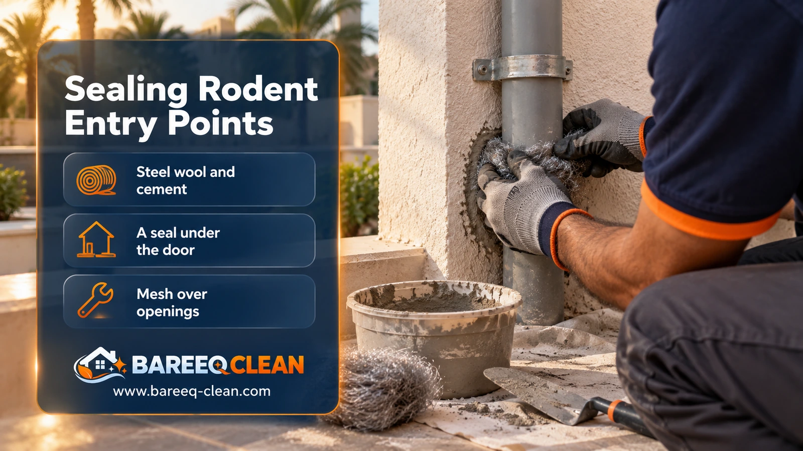 Sealing rodent entry points around pipes