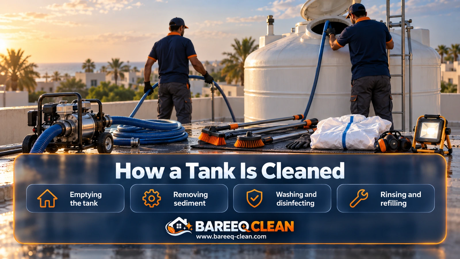 How a tank is cleaned in Jeddah: tank-cleaning equipment