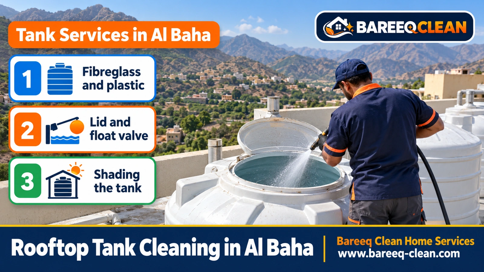 Rooftop tank cleaning in Al Baha