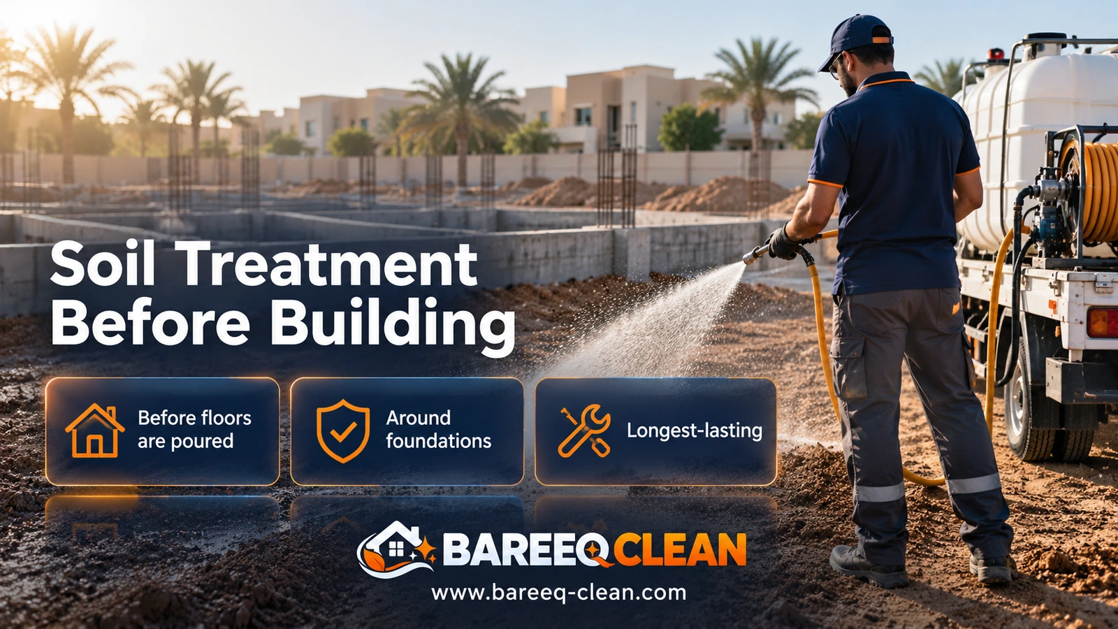Preventing termites: soil treatment before building